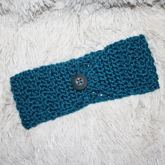 Peacock Turquoise Winter Earwarmer Head wrap - Picture 2 of 5